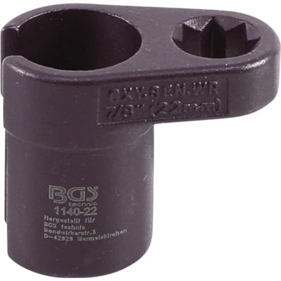 BGS-1140-22 Lambdaszonda kulcs 12,5mm (1/2") kettős 4 szögletű 22mm-11mm-es hasíték