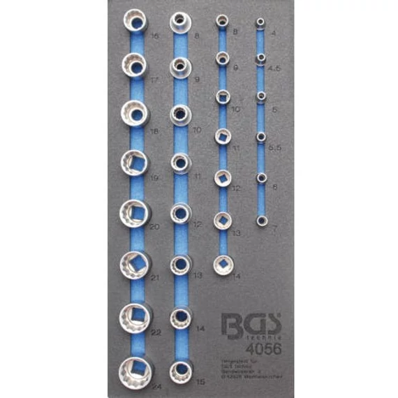 BGS-4056 Műhelykocsi-betét, dugókulcsok (tizenkétszögletű) 29 darabos