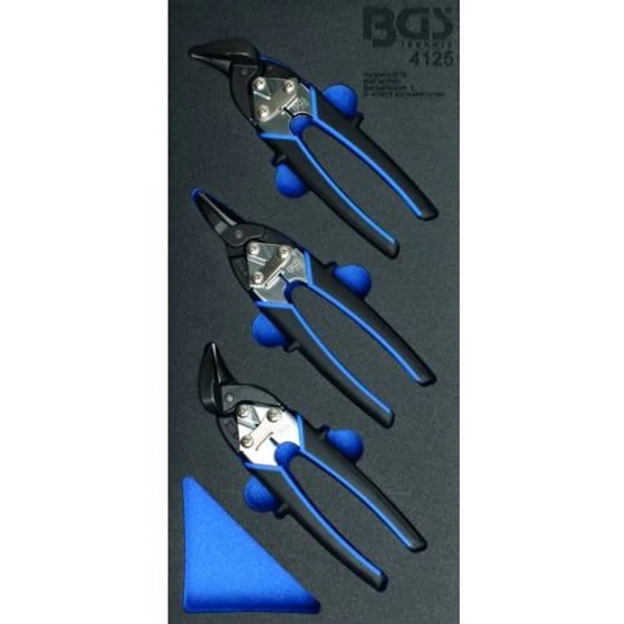 BGS-4125 Műhelykocsi-betét, miniatűr lemezvágó ollók karosszériához 3 darabos
