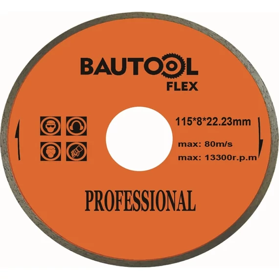 Bautool gyémánttárcsa, folyamatos élű 8x22.23x110mm