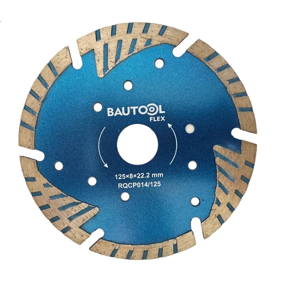 Bautool turbo gyémánttárcsa, építőanyaghoz, gránithoz 8x22.23x115mm