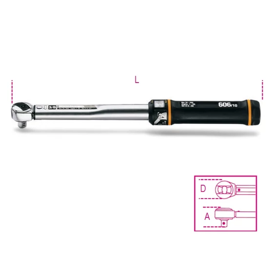 Beta 606/6 nyomatékkulcs hangjelzéssel, átváltós racsnival, jobbos 3/8&quot; 8-60 Nm