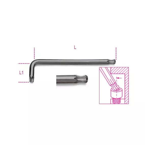 Beta 97BTX/15 hajlított gömbfejű Torx imbuszkulcs, barnított, T15