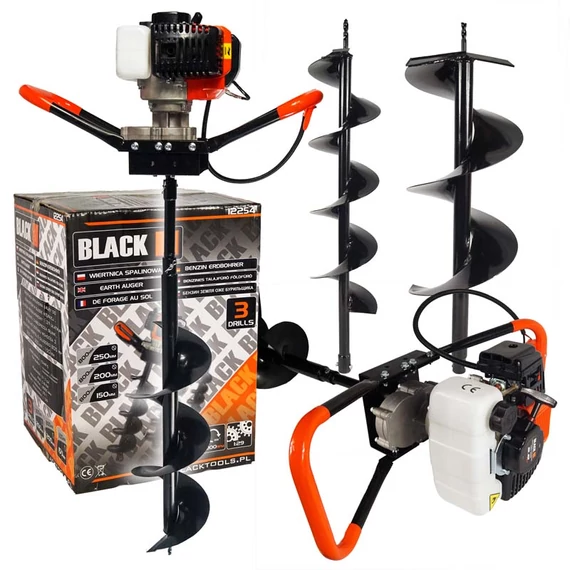 Black benzines talajfúró+ 3db fúrófej, 51.cm, 3 5.8LE 