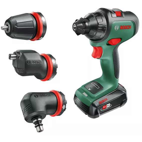 Bosch Advanced Drill 18 akkus fúrócsavarozó kofferban, adapterekkel, 18V, 13mm (2.5Ah akkuval és töltővel)