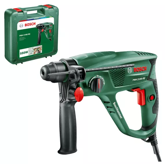 Bosch PBH 2100 RE fúrókalapács készlet kofferben, SDS-Plus, 550W