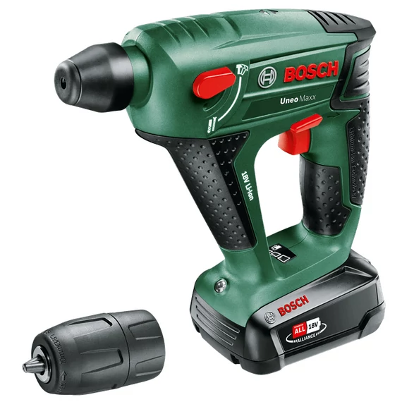 Bosch Uneo Maxx akkus fúrókalapács kofferban, SDS-Quick, 18V, (2.5Ah akkuval és töltővel)