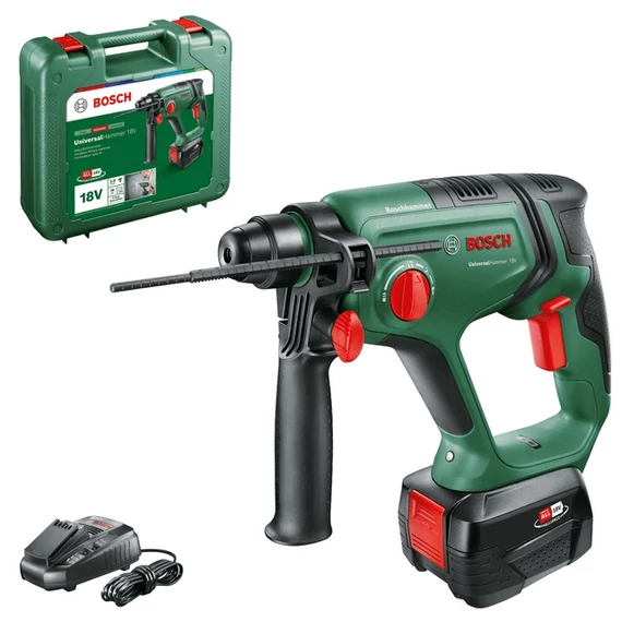 Bosch Universal Hammer akkus fúrókalapács kofferban, SDS-Plus, 18V, (4Ah akkuval és töltővel)