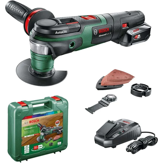Bosch Advanced Multi 18 akkus multigép tartozékokkal, 18V (2.5Ah akkuval és töltővel)