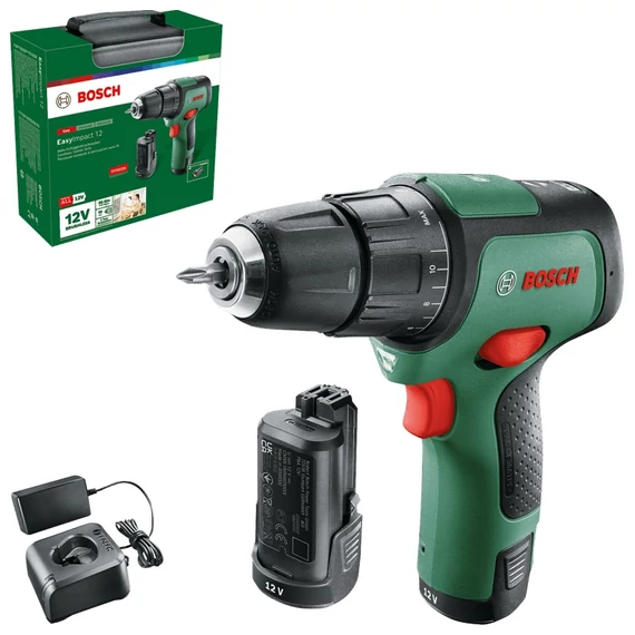 Bosch EasyImpact 12 akkus ütvefúró-csavarozó, 12V, 10mm (2x2Ah akkuval és töltővel)