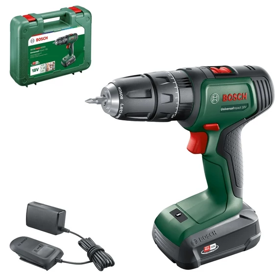 Bosch Universal Impact 18V akkus ütvefúró kofferben, 18V, 10mm (1.5Ah akkuval és töltővel)