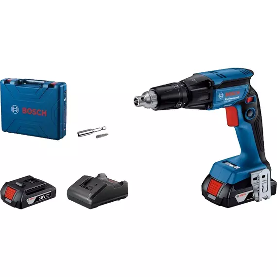 Bosch GTB 185-LI akkus csavarbehajtó hordozóban, 18V, 1/4&quot; (2db 2Ah akkuval és töltővel)