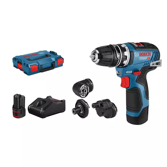 Bosch GSR 12V-35 FC akkus fúrócsavarozó szett, 12V, 10mm (2db 3Ah akkuval és töltővel)