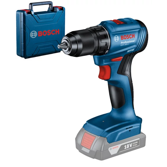 Bosch GSR 185-LI akkus fúrócsavarozó kofferben, 18V, 13mm (akku és töltő nélkül)