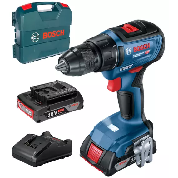 Bosch GSR 18V-50 akkus fúrócsavarozó, 18V, 13mm (2db 2Ah akkuval és töltővel)