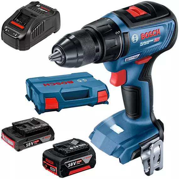 Bosch GSR 18V-50 akkus fúrócsavarozó kofferban, 18V, 13mm (1x2Ah, 1x5Ah akkuval és töltővel)