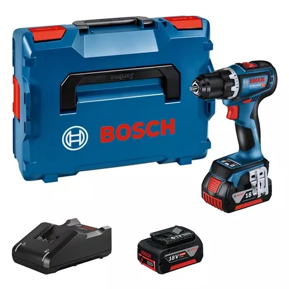 Bosch GSR 18V-90 C akkus fúrócsavarozó kofferban, 18V, 13mm (2db 5Ah akkuval és töltővel)