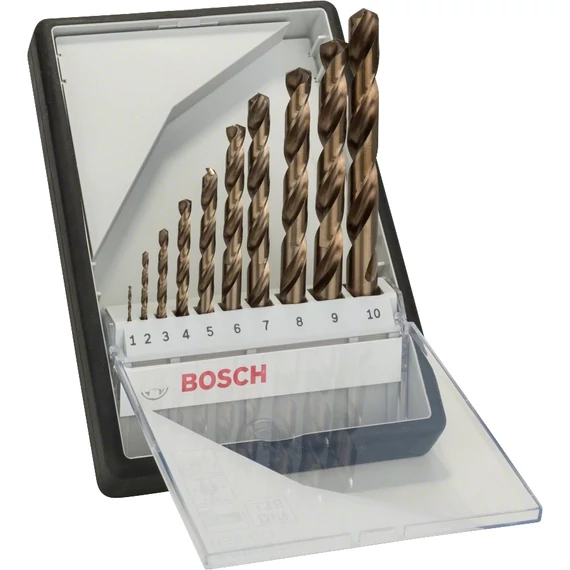 Bosch Robust Line fémfúrószár készlet, hengeres, HSS-Co, 1-10mm, 10db