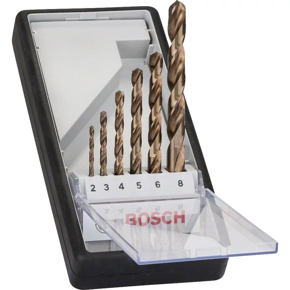 Bosch Robust Line fémfúrószár készlet, hengeres, HSS-Co, 2-8mm, 6db
