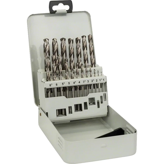 Bosch fémfúrószár készlet fém dobozban, hengeres, HSS-G, 1-10mm, 19db