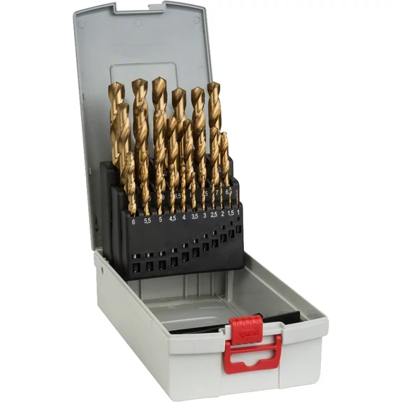 Bosch Pro Box fémfúrószár készlet, hengeres, HSS-TiN, 1-13mm, 25db