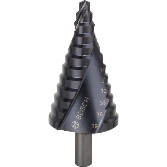 Bosch lépcsős fúrószár, 12 lépcsős, háromlapú, HSS-AlTiN, 6-39mm