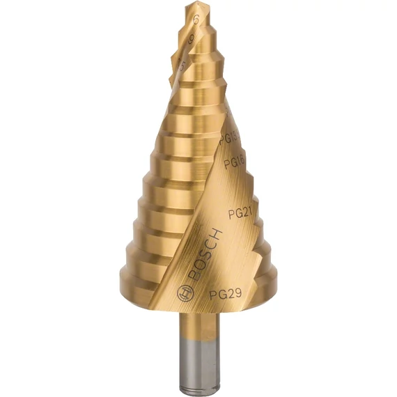 Bosch lépcsős fúrószár, 12 lépcsős, háromlapú, HSS-TiN, 6-37mm