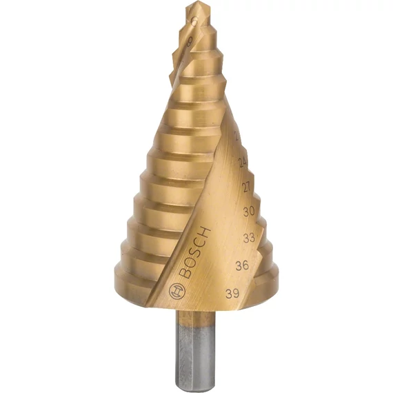 Bosch lépcsős fúrószár, 12 lépcsős, háromlapú, HSS-TiN, 6-39mm
