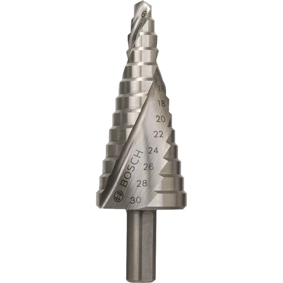Bosch lépcsős fúrószár, 13 lépcsős, háromlapú, HSS, 6-30mm