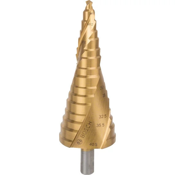 Bosch lépcsős fúrószár, 16 lépcsős, háromlapú, HSS-TiN, M10-M40