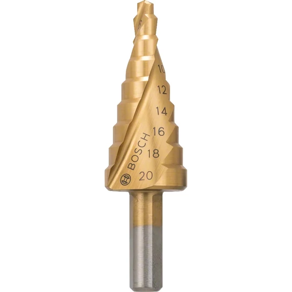 Bosch lépcsős fúrószár, 9 lépcsős, háromlapú, HSS-TiN, 4-20mm