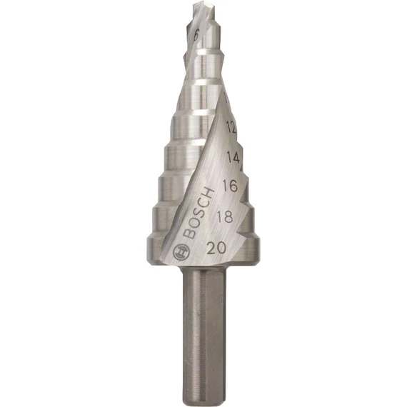 Bosch lépcsős fúrószár, 9 lépcsős, háromlapú, HSS, 4-20mm