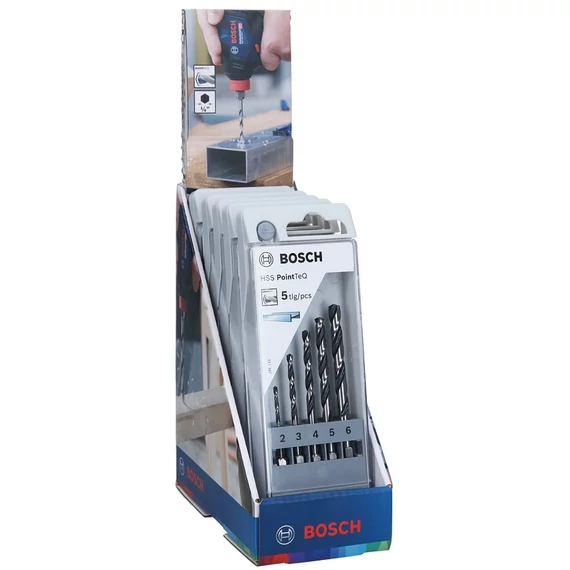 Bosch PointTeQ fémfúrószár készlet displayben, HEX, 2-6mm, 5db