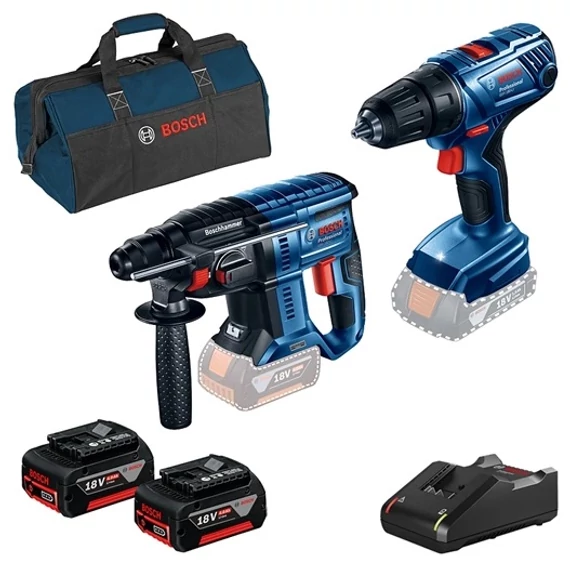 Bosch GBH 180-LI akkus fúrókalapács és GSR 180-LI fúrócsavarozó, 18V (2x4Ah akku és töltő)