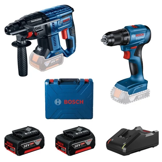 Bosch GBH 180-LI akkus fúrókalapács és GSR 185-LI akkus fúrócsavarozó, 18V (2x4Ah akku és töltő)