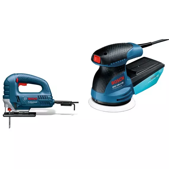 Bosch GST 8000 E dekopírfűrész és GEX 125-1 AE excentercsiszoló, 230V