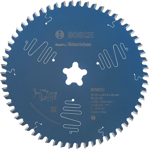Bosch Expert for Aluminium körfűrészlap asztali fűrészgéphez, 190xcsillag, 58fog