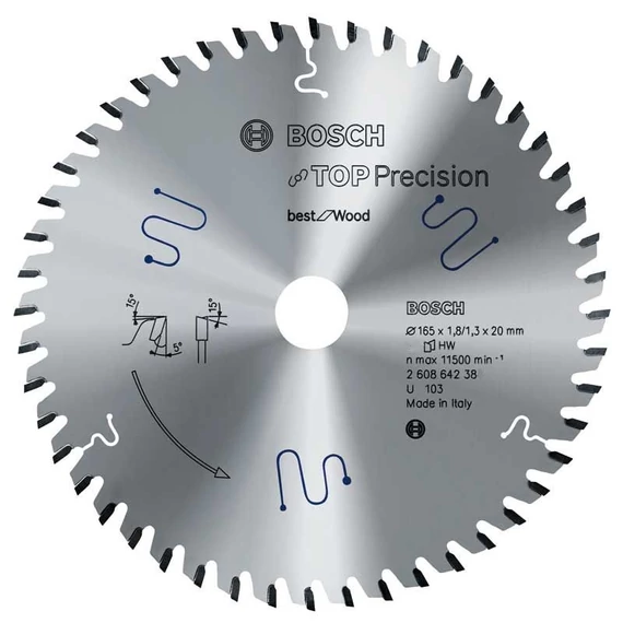 Bosch Top Precision Best for Wood körfűrészlap, 165x20mm, 48fog