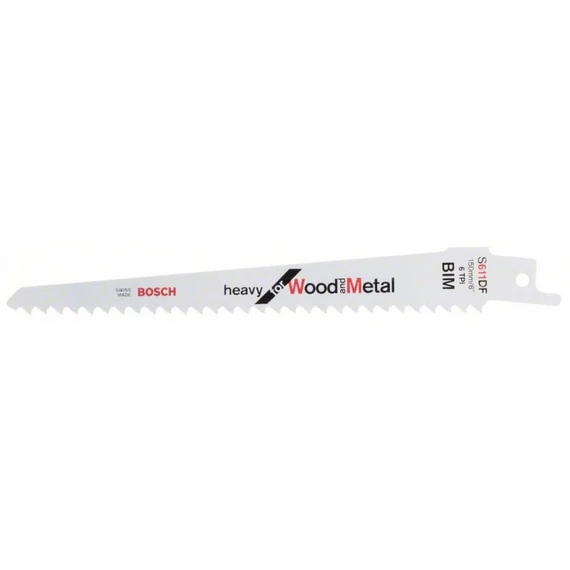 Bosch S611DF Heavy for Wood and Metal orrfűrészlap, 150mm, 6TPI, 2db