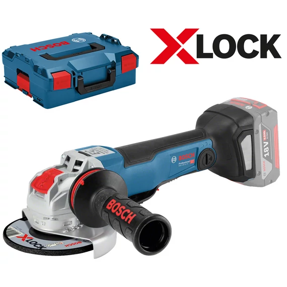 Bosch GWX 18V-10 PSC akkus sarokcsiszoló kofferben, X-LOCK, 125mm (akku és töltő nélkül)