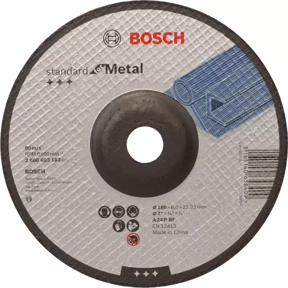 Bosch Standard for Metal csiszolótárcsa sarokcsiszolóhoz, hajlított, 230x6mm