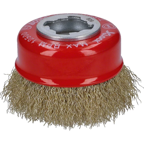 Bosch Clean for Metal X-LOCK fazékkefe sarokcsiszolóhoz, hullámos, réz, 0.3x75mm