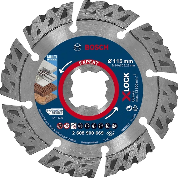 Bosch Expert Multi Material X-LOCK gyémánt vágótárcsa, 125mm