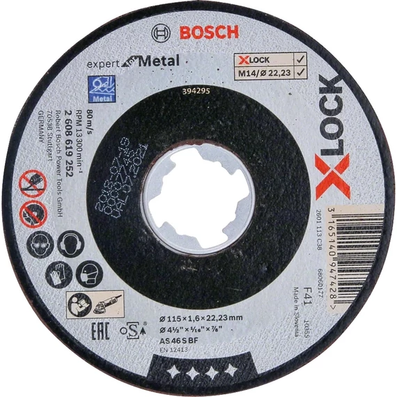 Bosch Expert for Metal X-LOCK vágótárcsa sarokcsiszolóhoz, egyenes, 115x1.6mm