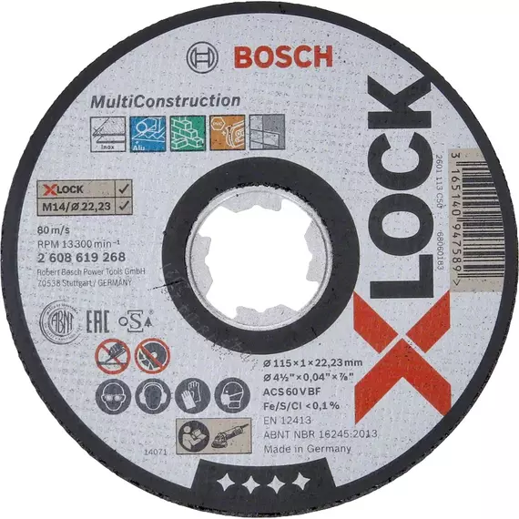 Bosch Multi Construction X-LOCK vágótárcsa sarokcsiszolóhoz, 125x1.6mm