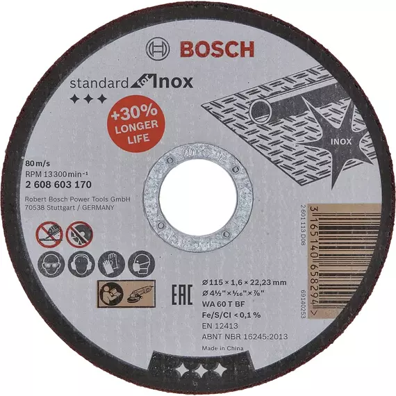 Bosch Standard for Inox vágótárcsa sarokcsiszolókhoz, egyenes, 180x1.6mm