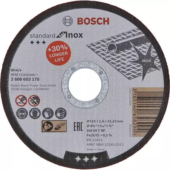 Bosch Standard for Inox vágótárcsa sarokcsiszolókhoz, egyenes, 125x1.6mm