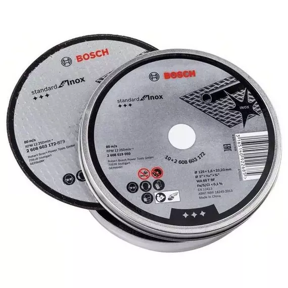 Bosch Standard for Inox vágótárcsa sarokcsiszolókhoz, egyenes, 125x1.6mm, 10db