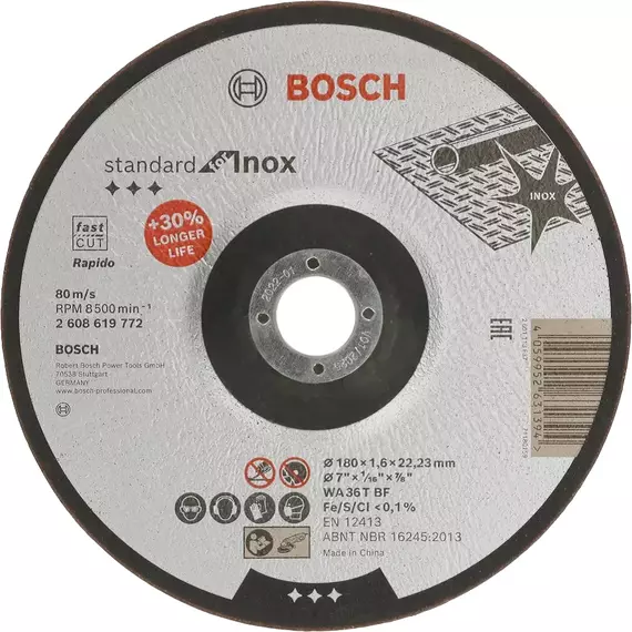 Bosch Standard for Inox vágótárcsa sarokcsiszolókhoz, hajlított, 180x1.6mm