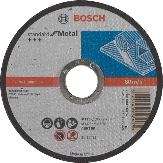 Bosch Standard for Metal vágótárcsa sarokcsiszolóhoz, hajlított, 230x3mm